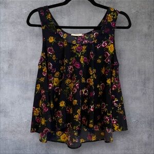 Lush Floral Tank Top -‎ Black and Yellow